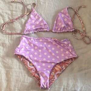 Billabong Purple and Orange reversible Floral Bikini